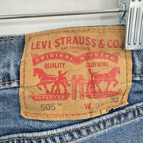 Levi's Mens 505 Regular Fit Jeans Size 32x32 Blue Medium Wash Cotton Stretch - Picture 2 of 7